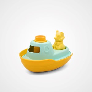 Jouet de bain made in france en matière recyclée bateau de mr renard