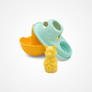 Jouet de bain made in france en matière recyclée bateau de mr renard