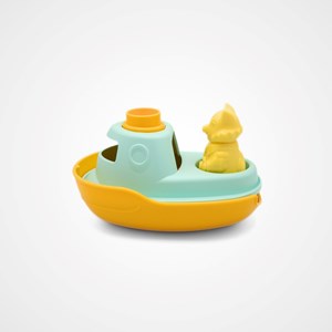 Jouet de bain made in france en matière recyclée bateau de mr renard