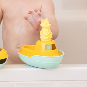 Jouet de bain made in france en matière recyclée bateau de mr renard