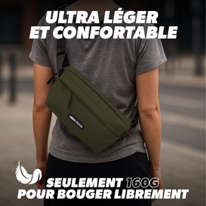 Sac banane vert kaki 4 l - résistant à l'eau