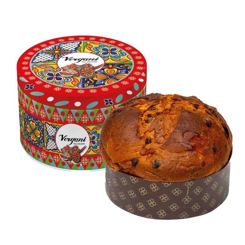 Panettone traditionnel 750g boîte métal voyage en sicile vergani