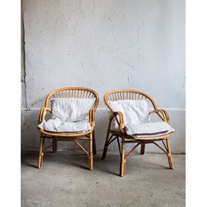 Paire de fauteuils en rotin n°538