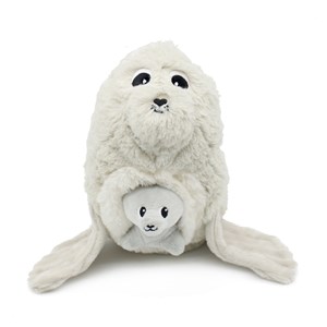 Peluche otarie maman et son bébé gris