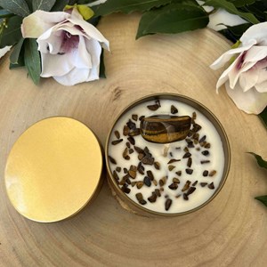 Bougie protection pierre œil de tigre