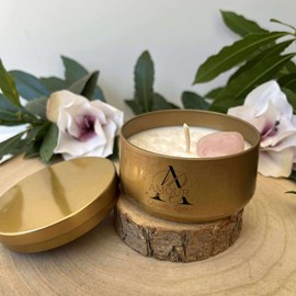 Bougie amour pierre quartz rose