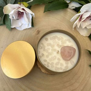 Bougie amour pierre quartz rose
