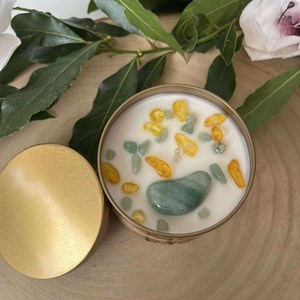 Bougie réussite en aventurine verte & citrine chauffée