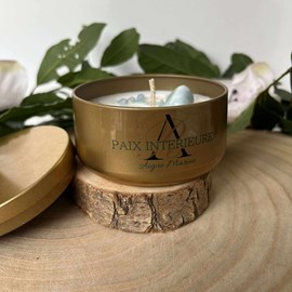 Bougie paix intérieure pierre aigue-marine