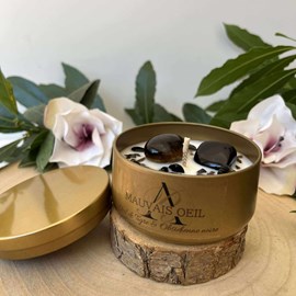 Bougie mauvais œil – œil de tigre & obsidienne noire