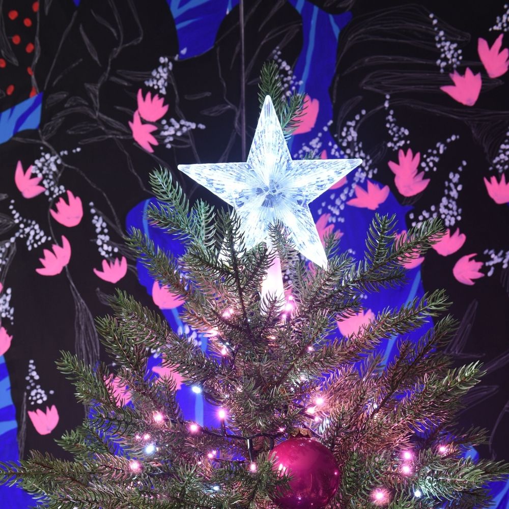 Grand Topper étoile Pentagramme Violet - Pour Sapin De Noël - Céramique - Neuf