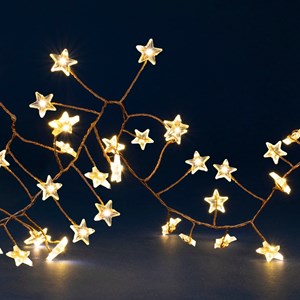 Guirlande led grappe avec étoiles - blanc chaud