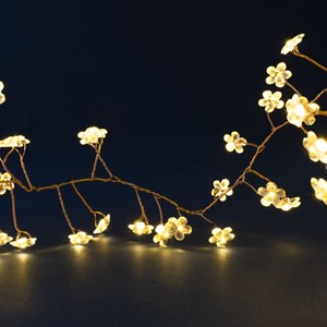 Guirlande led grappe avec fleurs - blanc chaud