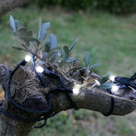 Guirlande hybride solaire &nbsp; secteur - 10m - blanc pur