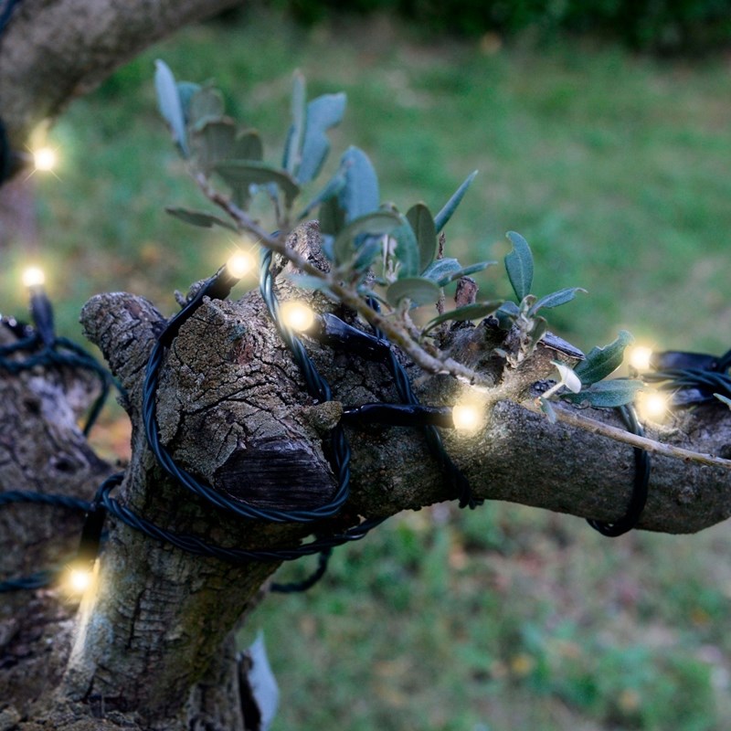 Guirlande hybride solaire &nbsp; secteur - 10m - blanc chaud