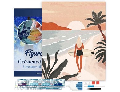 Broderie diamant – plage au coucher