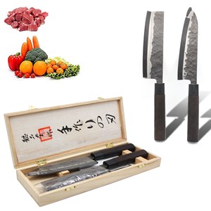 Coffret couteaux acier japonais, manche palissandre