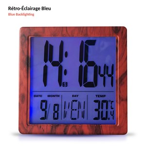Réveil radio-piloté  - rétroéclairage - date, jour & température