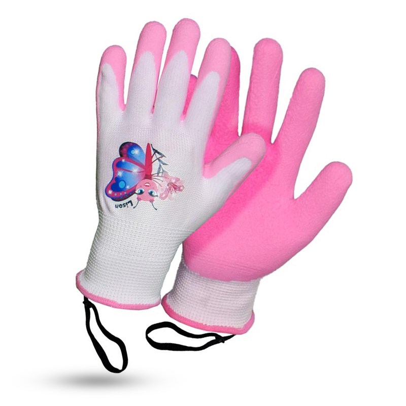 Gant de jardinage enfant rose, lison le papillon - rostaing - 6-8 ans