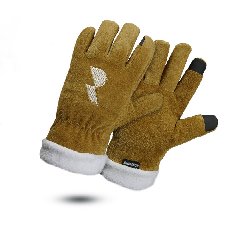 Gant de travail hiver chaud en cuir, fourré et tactile montblanc - rostaing - 6