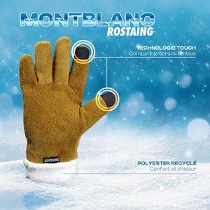 Gant de travail hiver chaud en cuir, fourré et tactile montblanc - rostaing - 7 S