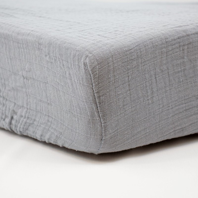 Drap housse 60x120 cm gris - drap housse bébé en gaze de coton