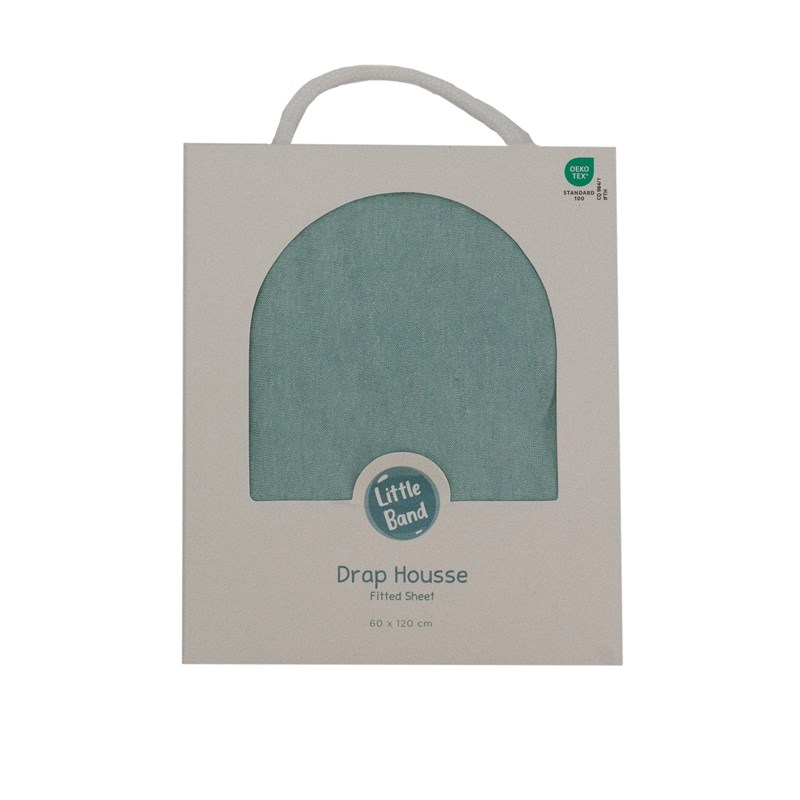 Drap-housse 60x120 cm en coton bleu&nbsp;vert