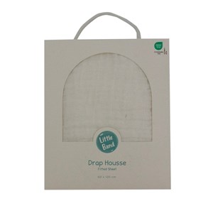 Drap housse 60x120 cm vanille double gaze de coton