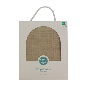 Drap housse 60x120 cm moka double gaze de coton