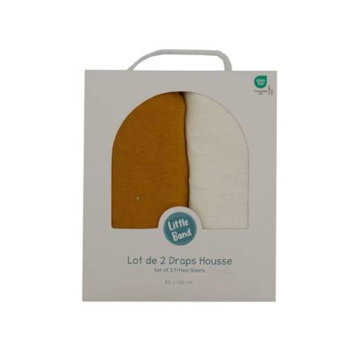Little Band - Drap-housse 60x120 cm - lot de 2 - coton écru&nbsp;pollen