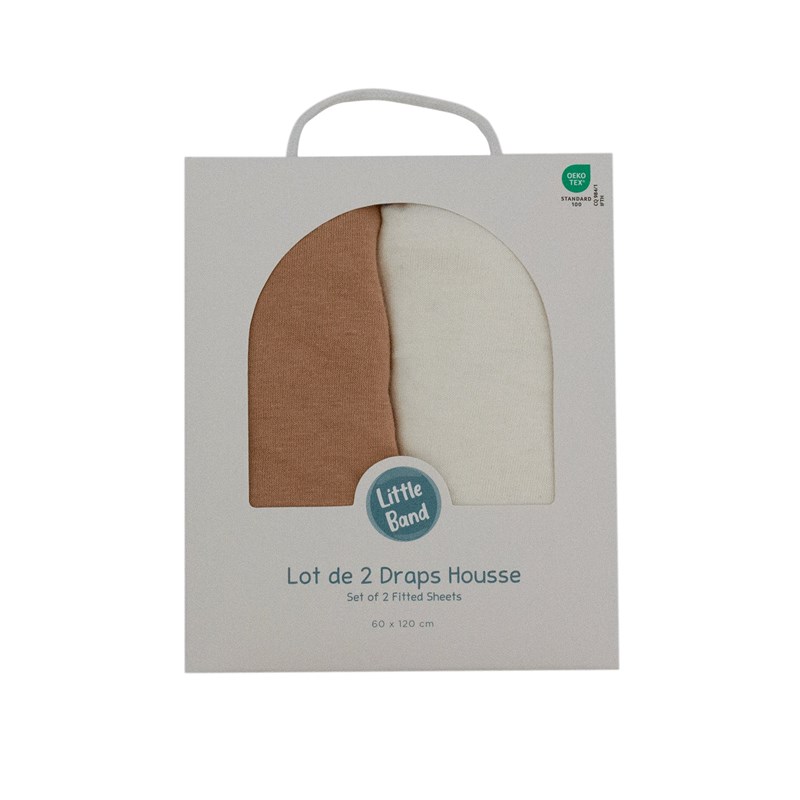 Drap-housse 60x120 cm - lot de 2 - coton écru&nbsp;noix de pécan