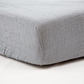Drap housse 70x140 cm gris - drap housse bébé en gaze de coton