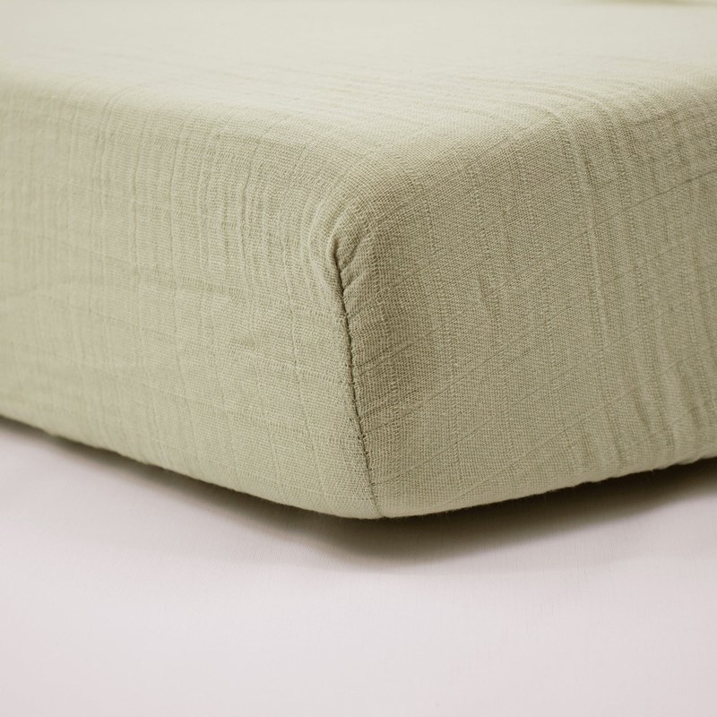 Drap housse 70x140 cm vert mousse - drap housse bébé en gaze de coton