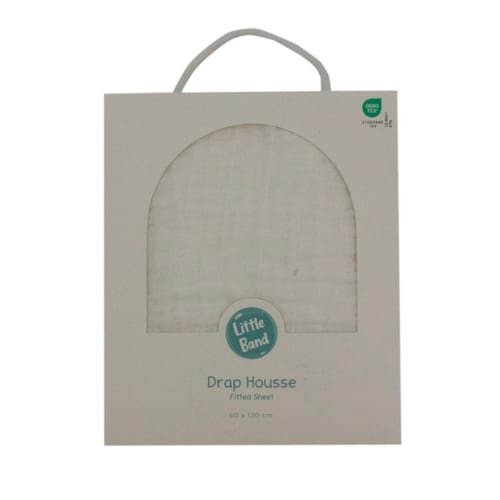 Little Band - Drap housse 70x140 cm vanille double gaze de coton
