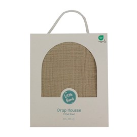 Drap housse 70x140 cm moka double gaze de coton