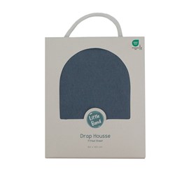 Drap-housse 70x140 cm en coton bleu orage