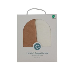 Drap-housse 70x140 cm en coton - lot de 2 - écru&nbsp;noix de pécan