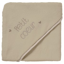 Cape de bain 100x100 cm petit cœur - sortie de bain bébé xl