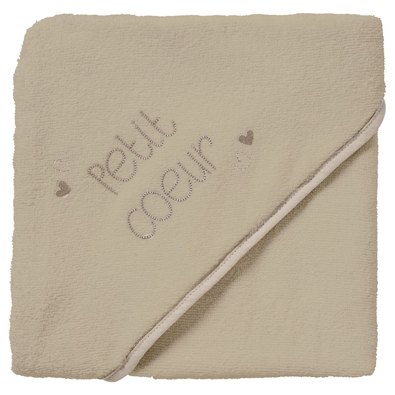 Cape de bain 100x100 cm petit cœur - sortie de bain bébé xl