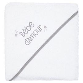 Cape de bain 100x100 cm bébé d'amour - cape de bain bébé moelleuse 100% coton
