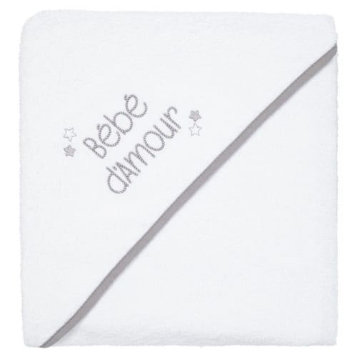 Babycalin - Cape de bain 100x100 cm bébé d'amour - cape de bain bébé moelleuse 100% coton