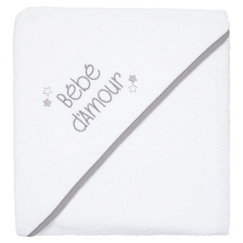 Cape de bain 100x100 cm bébé d'amour - cape de bain bébé moelleuse 100% coton