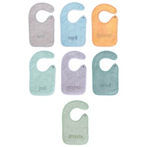 7 bavoirs naissance colored en éponge à pressions 17x29 cm