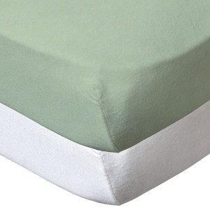 Drap housse 60x120 cm - lot de 2 - blanc &nbsp; vert amande en coton