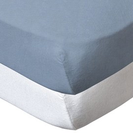 Drap housse 60x120 cm - lot de 2 - blanc &nbsp; bleu layette en coton