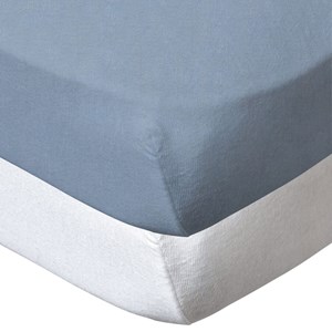 Drap housse 60x120 cm - lot de 2 - blanc &nbsp; bleu layette en coton