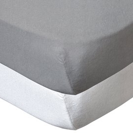 Drap housse 60x120 cm - lot de 2 - blanc &nbsp; gris en coton