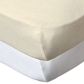 Drap housse 70x140 cm - lot de 2 - blanc &nbsp; écru en coton