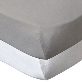 Drap housse 70x140 cm - lot de 2 - blanc &nbsp; taupe en coton