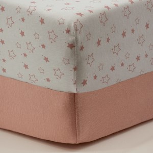 Drap housse 70x140 cm - lot de 2 - étoiles &nbsp; rose orchidée en coton